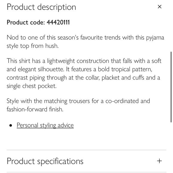 HUSH UK piped parrot pajama look top Small - Picture 2 of 6